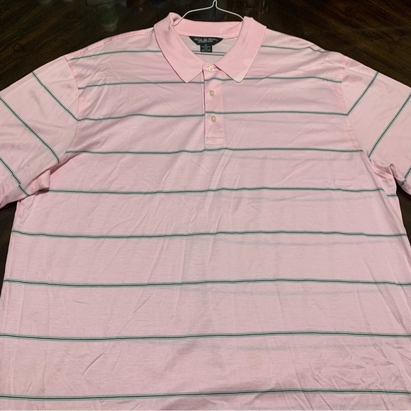 Brooks Brothers Polo T-Shirt Mens Striped Pink Short Sleeve Size XL - Picture 9 of 13